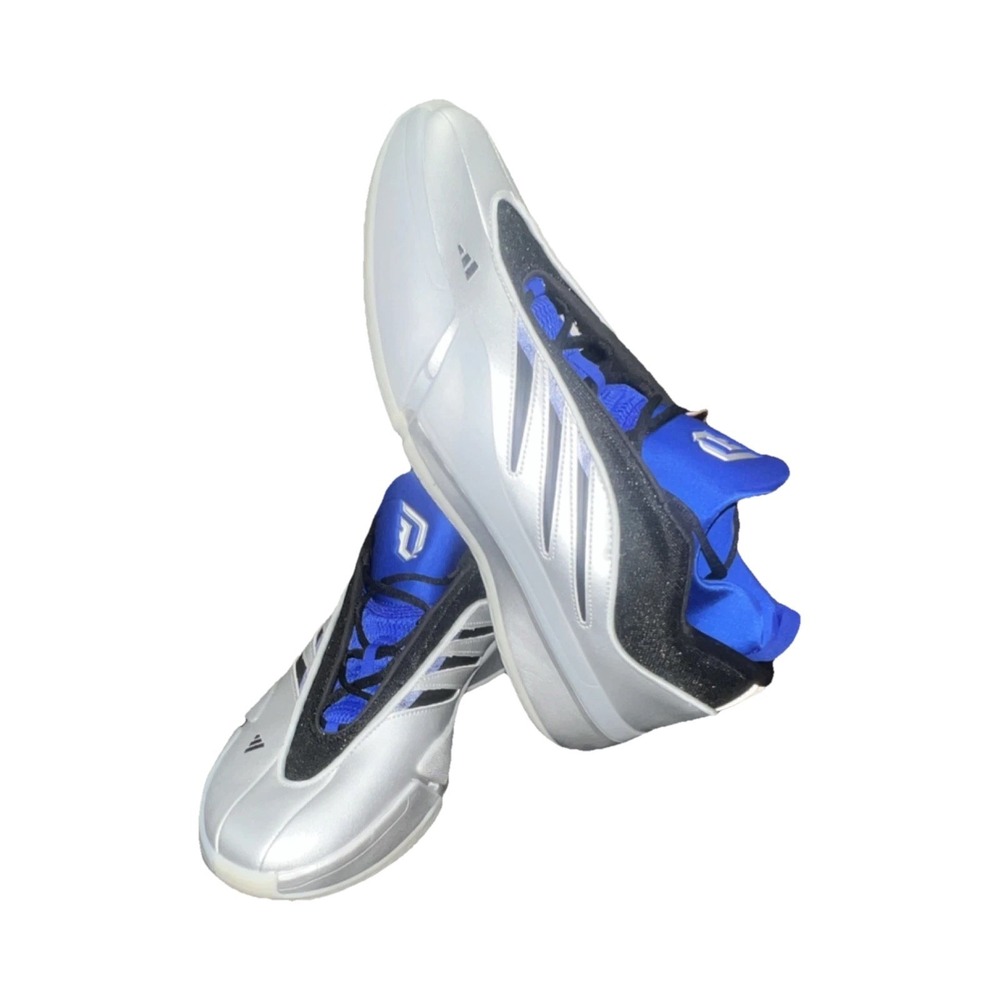 20N18/ adidas Dame 9 Tecmo BowlSilver Black Blue Low Top Men's Basketball Snea…
